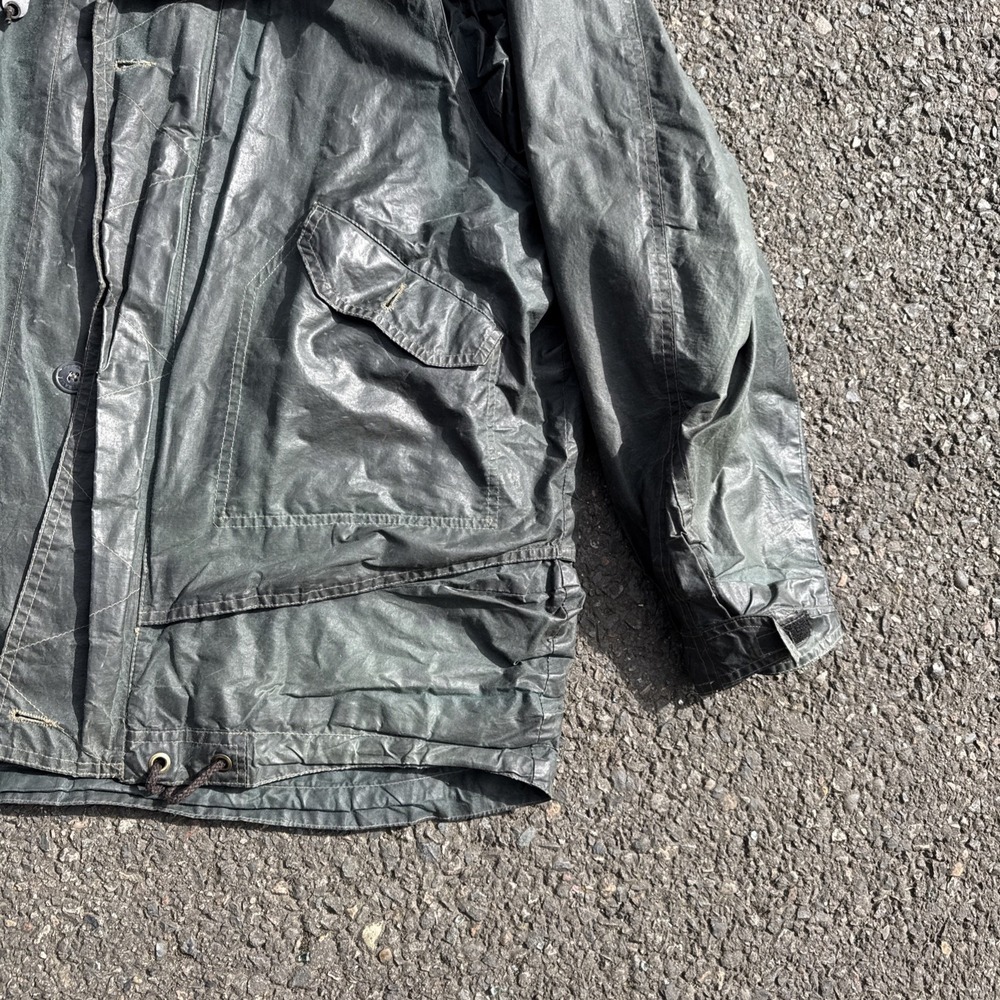 Kakadu Traders Australia Men's L Oilskin Jacket Green Zip Up Vintage WOW! Waxed - Picture 4 of 11
